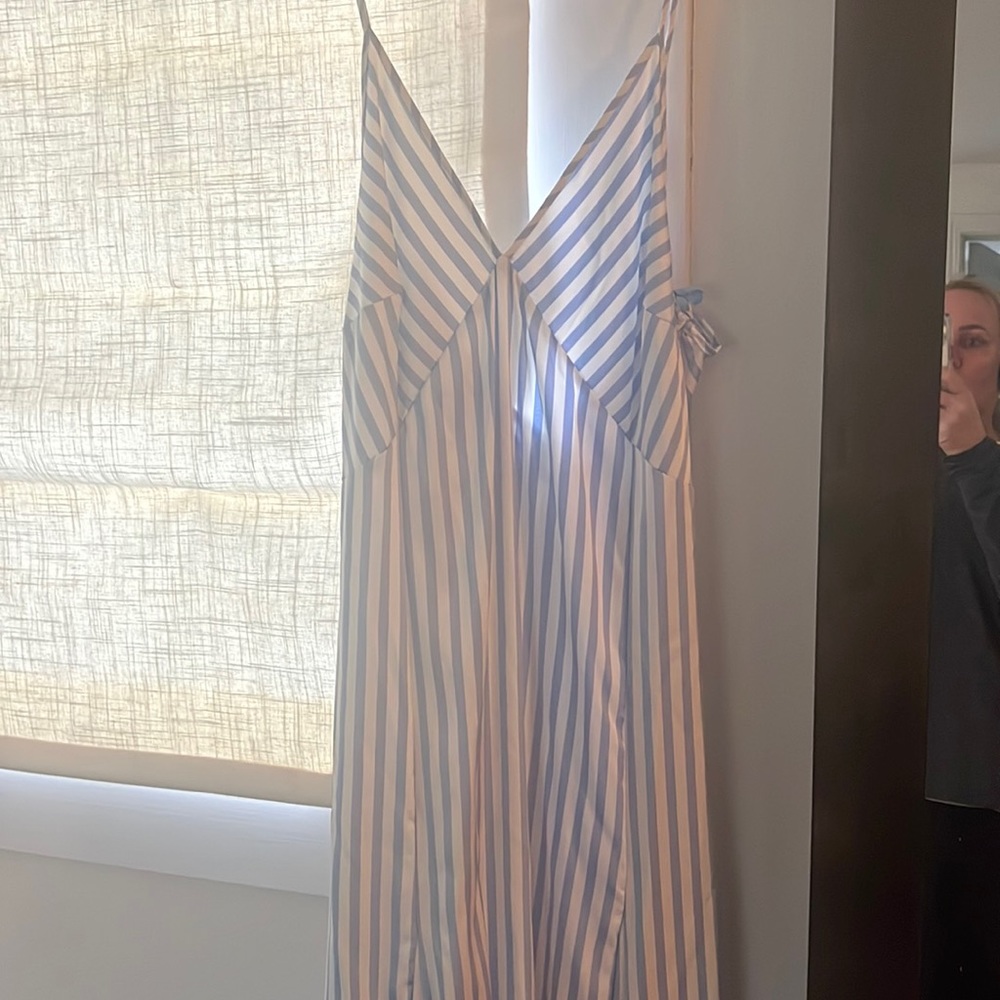 H&M light blue and white maxi dress